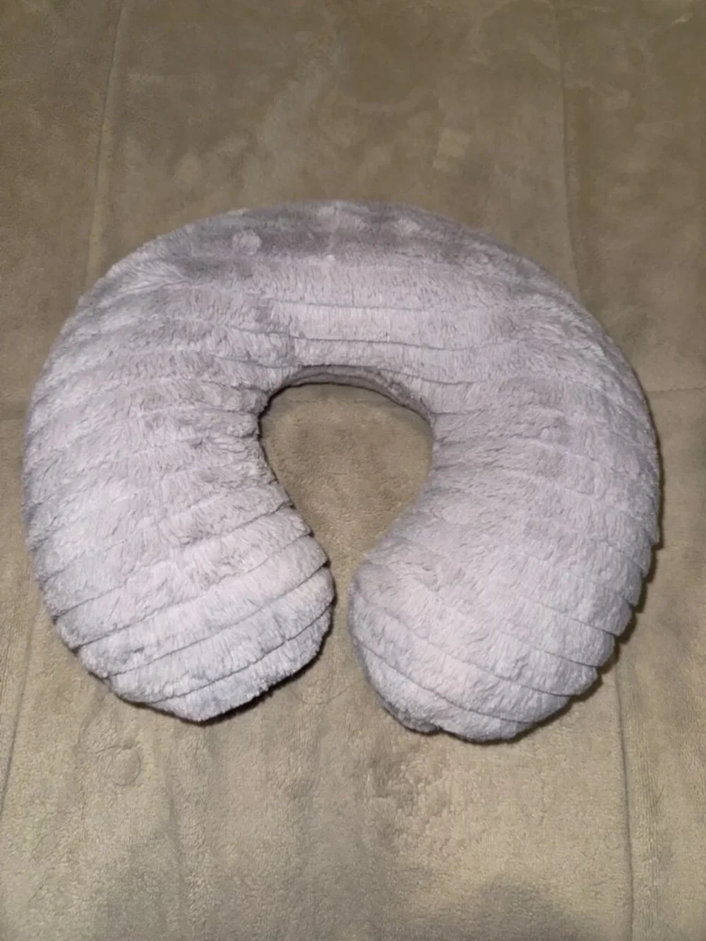 [BOGO] NWT Grey Faux Fur Memory Foam Travel Neck Pillow